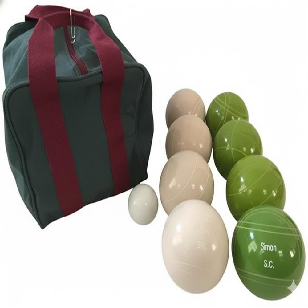 BuyBocceBalls Listing - Made in USA, Premium Quality Engraved Tournament Bocce Set - 110mm Lime Green and White Balls with Engraving, 998 Grams (2 lbs. 3.2 oz.)