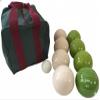 BuyBocceBalls Listing - Made in USA, Premium Quality Engraved Tournament Bocce Set - 110mm Lime Green and White Balls with Engraving, 998 Grams (2 lbs. 3.2 oz.) view 1