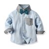 Baby Boy Clothes Set Autumn Shirt + Bowtie + Suspender Pants Set 3pcs Toddler Kids Boys Infant Gentleman Birthday Outfits Suit Set Blue 2-3 Years view 3