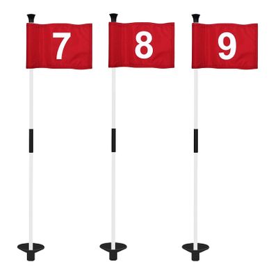 KINGTOP Golf Flagsticks Mini, Putting Green Flag for Yard, All 3 Feet, Golf Flagstick Set, Fiberglass Portable 2-Section Design, Numbered# 7-9