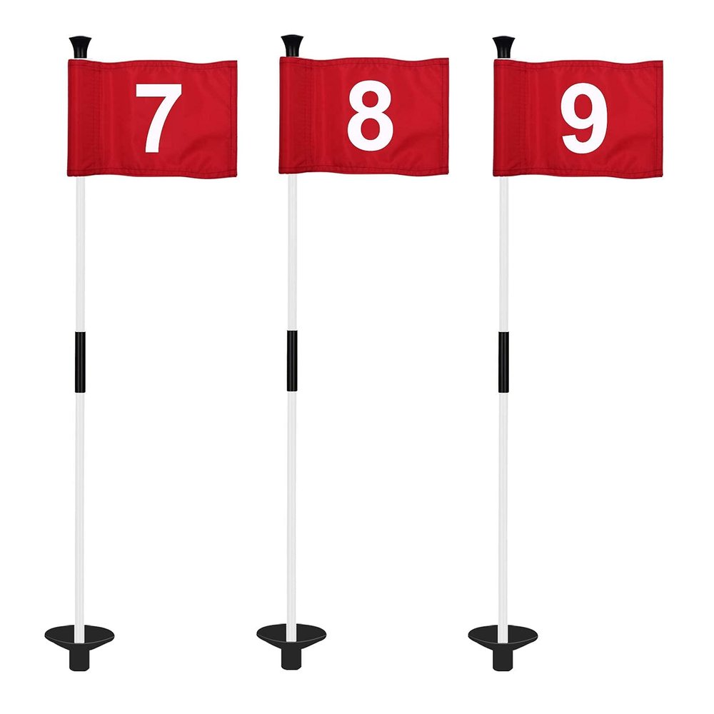 KINGTOP Golf Flagsticks Mini, Putting Green Flag for Yard, All 3 Feet, Golf Flagstick Set, Fiberglass Portable 2-Section Design, Numbered# 7-9