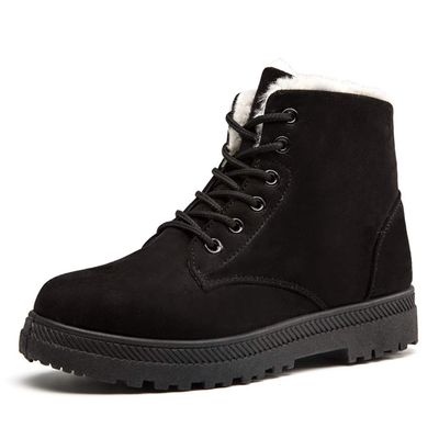 Women Warm Fur Plush Insole Suede Waterproof Ankle Snow Boots