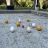 BuyBocceBalls Listing - Made in USA, Premium Quality Engraved Tournament Bocce Set, 998 Grams (2 lbs. 3.2 oz.). Various Bag Colors - 110mm Gold and White Balls, Nylon Bag view 4