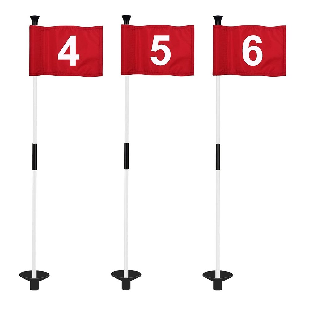 KINGTOP Golf Flagsticks Mini, Putting Green Flag for Yard, All 3 Feet, Golf Flagstick Set, Fiberglass Portable 2-Section Design, Numbered# 4-6