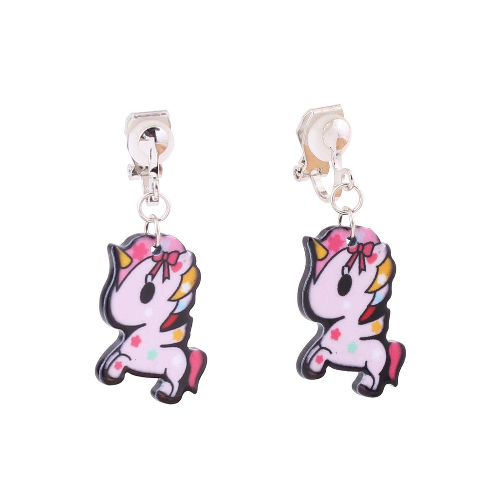 HAPPYAN Fashion Cute Unicorn Shape Clip on Earrings Charm Jewelry Accessory (Unicorn Clip-on 9#)