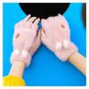 JBIVWW Gloves Winter Kids Boys Girls Knit Plush Flip Fingerless Cute Anime Cartoon Cold Embroidery Children Child (Color : L Pink, Gloves Size : One Size) view 2