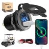 10L0L Golf Cart Quick Charge 3.1 Dual USB Charger,2 in 1 USB Ports & LED Display Voltage Meter Universal for Club Car,EZGO and Yamaha,Metal Shell Safe Charging Socket 9V-48V Wide Voltage Input view 1