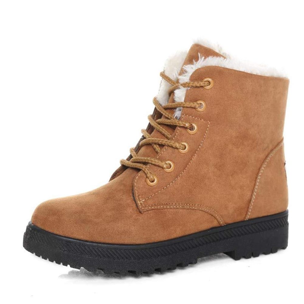 Women Warm Fur Plush Insole Suede Waterproof Ankle Snow Boots