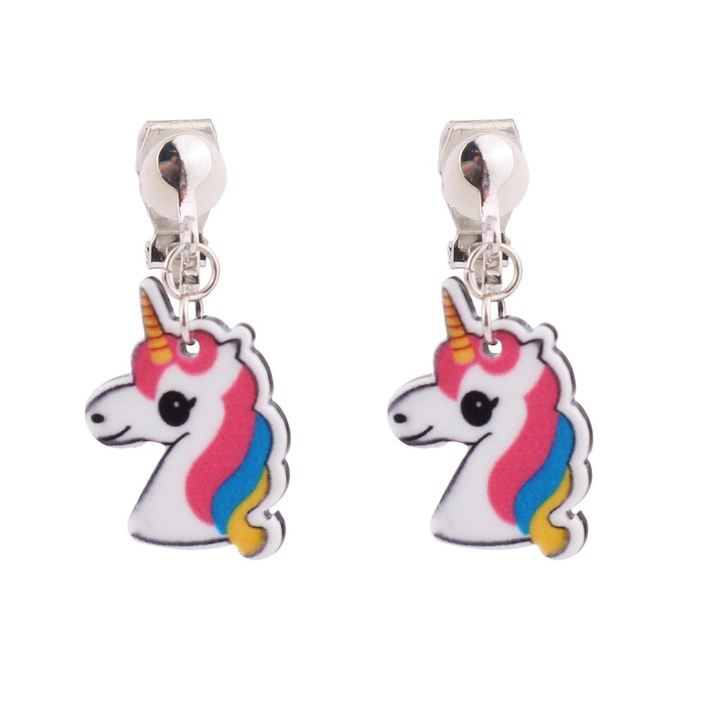 HAPPYAN Fashion Cute Unicorn Shape Clip on Earrings Charm Jewelry Accessory (Unicorn Clip-on 8#)