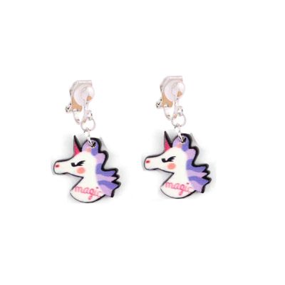 HAPPYAN Fashion Cute Unicorn Shape Clip on Earrings Charm Jewelry Accessory (Unicorn Clip-on 12#)