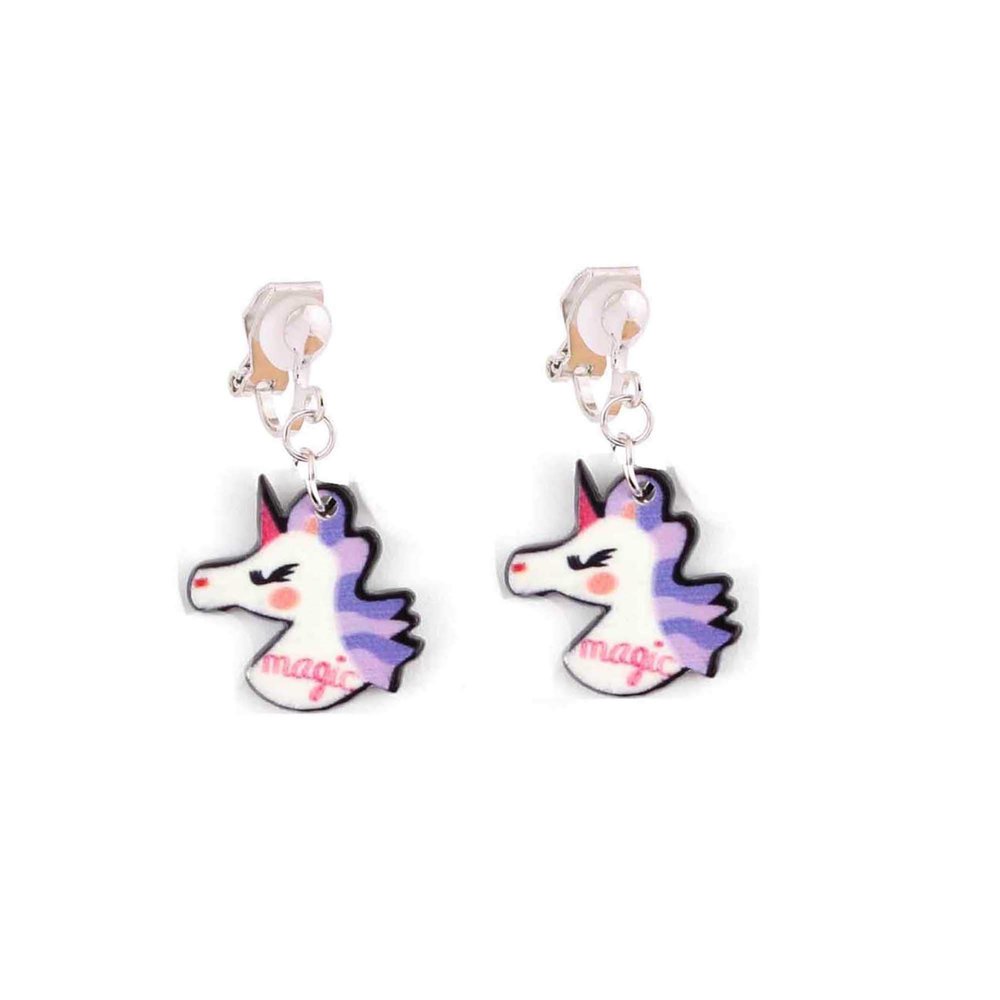 HAPPYAN Fashion Cute Unicorn Shape Clip on Earrings Charm Jewelry Accessory (Unicorn Clip-on 12#)