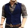 MLAEKT Men Suits Vest Slim Fit Waistcoat Casual Tweed Bridegroom Jacket Sleeveless for Wedding (3XL,Royal Blue) view 1