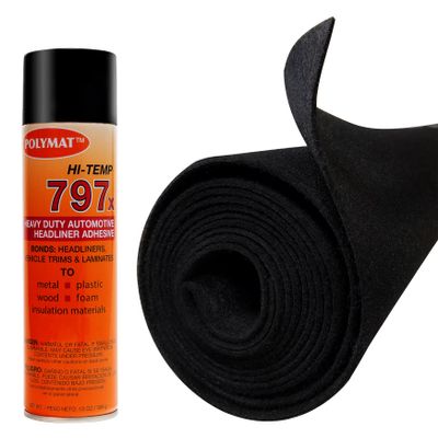 Polymat 12'x45 Black S60 Liner Carpet+1 CAN 797 Glue COMP W/Drift Boat Trailer