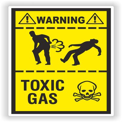 1x Fart Toxic Gas Funny Warning Vinyl Waterproof Sticker - 25cm / 9.8inches