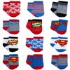 DC Comics Baby Boys and Girls Socks - 12 Pack Batman, Wonder Woman, Superman, Justice League, Super Girl Socks (0-24M), Size Age 12-24M, Super Girl, Superman view 1