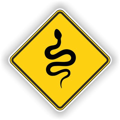 1x Snake Funny Warning Vinyl Waterproof Sticker - 5cm / 2inches