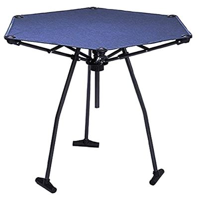 Zenithen Indoor Outdoor Portable Foldable High Tension Metal Framed Fabric Table for Camping, Backyard Parties, Outdoor Activities, Sporting Events, and Vacation, Dark Blue (Pack of 1)