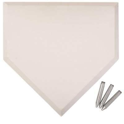 Youth Rubber Home Plate - Single Base for Little League, Babe Ruth Baseball and Softball - Great for Coaches, Gym Teachers, and Skill Camp Instructors - Includes 3 Spikes for Anchoring into Dirt