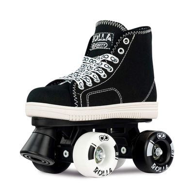 Crazy Skates Rolla Roller Skates for Boys and Girls - Sneaker-Style Kids Quad Skates Black (Size: Mens 1 / Womens 1)