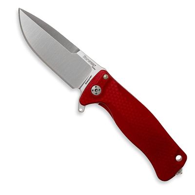 Lion Steel SR22A Sleipner Frame Lock Folding Pocket Knife - Machined Aluminum Handle, IKBS Ball Bearing System, Dual Carry Clip (Red Handle, Satin Blade), one Size
