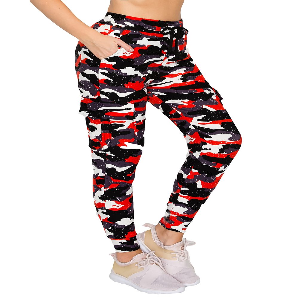 ALWAYS Cargo Jogger Pants for Women, High Waisted Sweatpants with Pockets, Buttery Soft Lounge Pants for Athletic Yoga, Gym & Performance Wear, Camo 203 XL