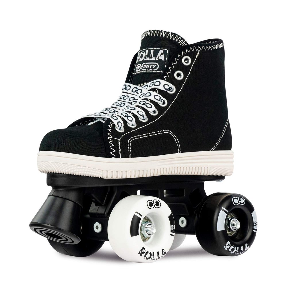 Crazy Skates Rolla Roller Skates for Boys and Girls - Sneaker-Style Kids Quad Skates Black (Size: Kids j13)