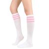 American Trends Womens Athletic Socks Outdoor Sport Socks Thigh High Tights Stockings Casual Stripes Tube Socks 1 Pack White Pink One Size view 1