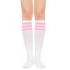 American Trends Womens Athletic Socks Outdoor Sport Socks Thigh High Tights Stockings Casual Stripes Tube Socks 1 Pack White Pink One Size view 2
