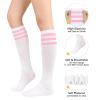 American Trends Womens Athletic Socks Outdoor Sport Socks Thigh High Tights Stockings Casual Stripes Tube Socks 1 Pack White Pink One Size view 3