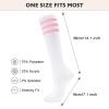 American Trends Womens Athletic Socks Outdoor Sport Socks Thigh High Tights Stockings Casual Stripes Tube Socks 1 Pack White Pink One Size view 4