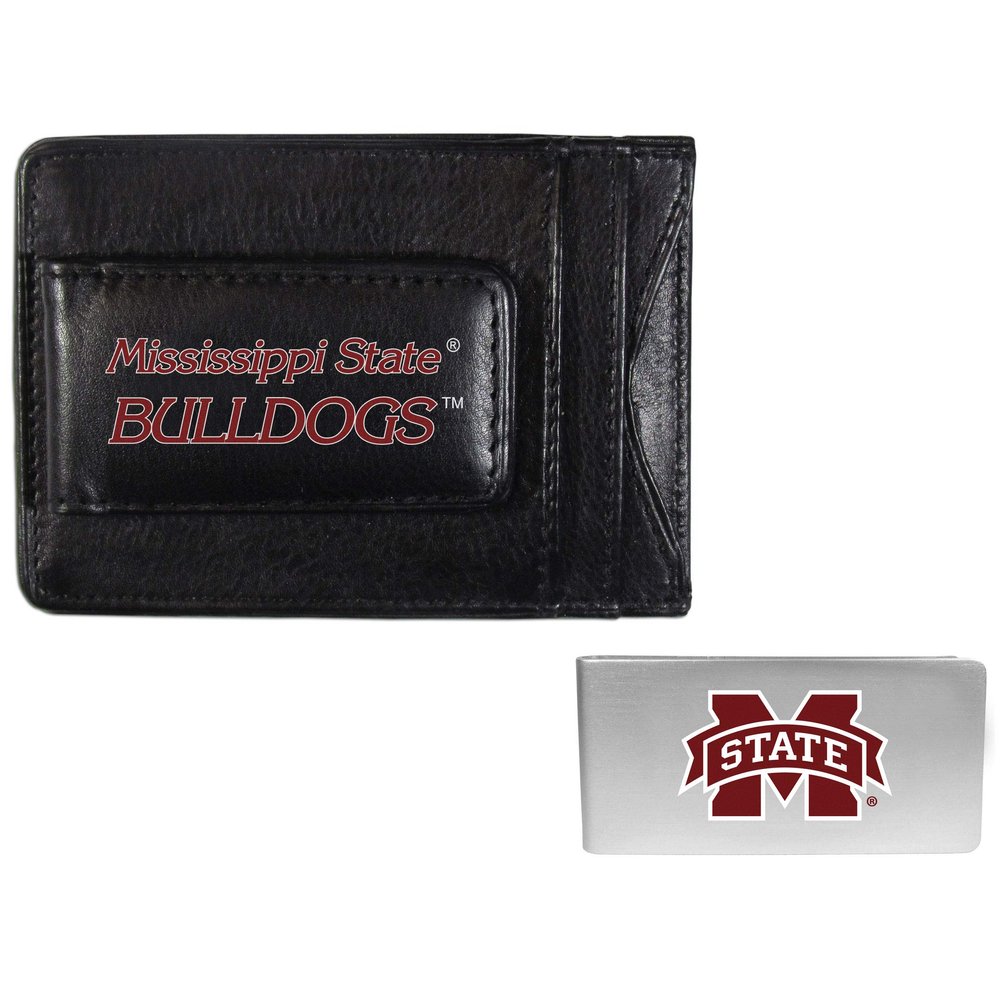 Siskiyou Sports NCAA Mississippi State Bulldogs Unisex Leather Cash & Cardholder & Money Clip, Black, One Size