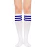 Athletic Knee High Long Socks Vintage Skate Socks Over the Knee Soccer Softball Socks 1 Pack White Blue view 2