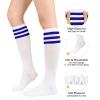 Athletic Knee High Long Socks Vintage Skate Socks Over the Knee Soccer Softball Socks 1 Pack White Blue view 3