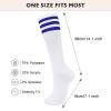 Athletic Knee High Long Socks Vintage Skate Socks Over the Knee Soccer Softball Socks 1 Pack White Blue view 4