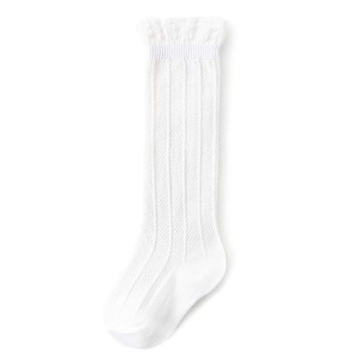American Trends Baby Knee High Socks Tube Long Stockings for Girls Boys Newborn Infants Toddlers Ruffled Uniform Socks White 12-36 Months