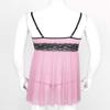 ACSUSS Mens Sissy Sheer Mesh Lingerie Deep V Neck Lace Trim Chemise Babydoll Sleepwear Pink X-Large view 4