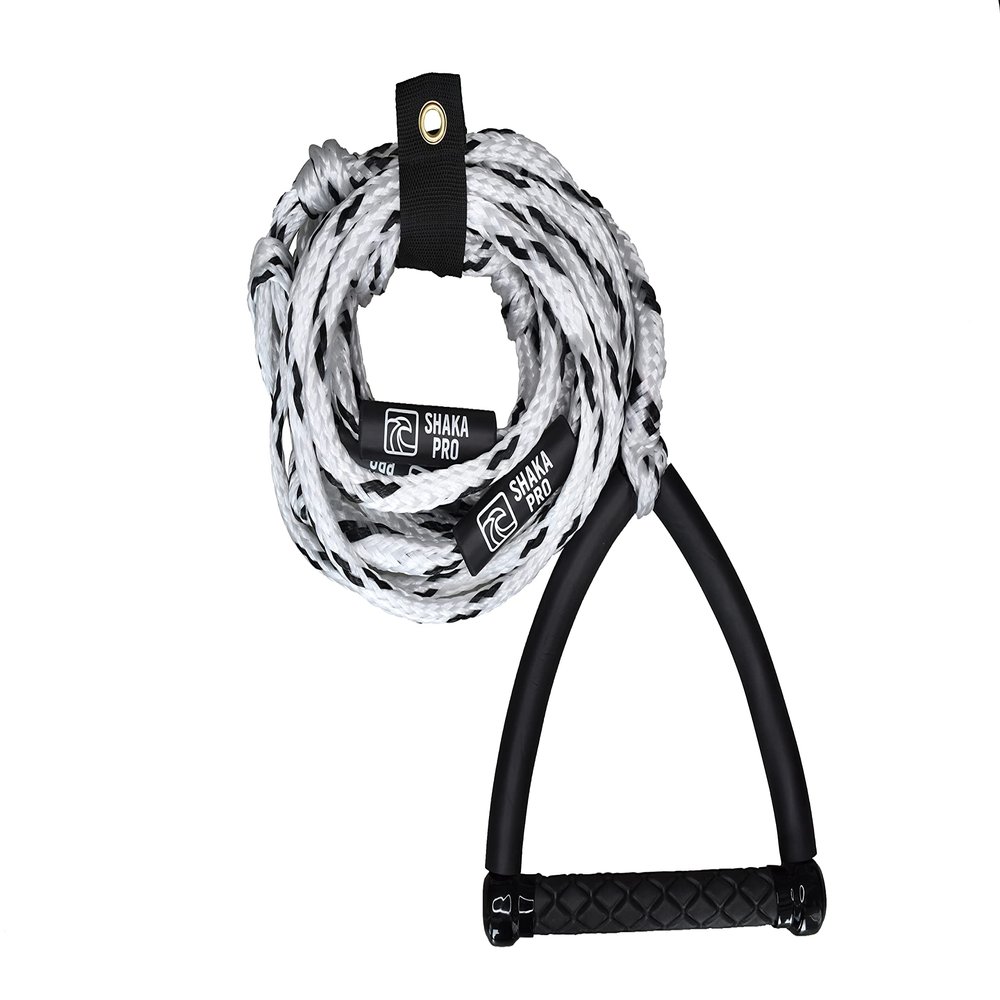 Wakesurf Rope with Handle - Adjustable 25 Foot Tow Rope with 10" Handle (White)