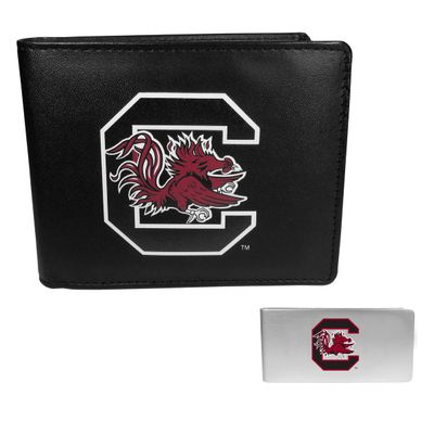 Siskiyou Sports NCAA South Carolina Fighting Gamecocks Leather Bi-fold Wallet & Money Clip, Black, One Size