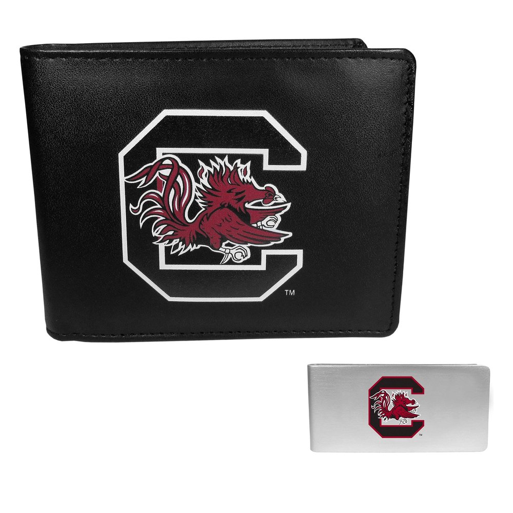 Siskiyou Sports NCAA South Carolina Fighting Gamecocks Leather Bi-fold Wallet & Money Clip, Black, One Size