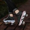 Wedsf Automatic Walking Shoes Invisible Roller Skate 2 in 1 Removable Pulley Skates Skating Double-Row Deform Wheel Deformation (Black with Light, US 6) view 3