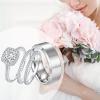 18k White Gold Plated Wedding Ring Sets for Him and Her Women Men Titanium Stainless Steel Bands 2Ct Cz Couple Rings Size 11&5 view 2
