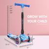 LOL-FUN Scooter for Kids Ages 3-5 Years Old Boys Girls with 3 Wheel LED Lights, Extra-Wide Childrens Foldable Kick Scooter for Kids Ages 6-12 Toddler with 4 Adjustable Height and Lean-to-Steer - Blue view 4