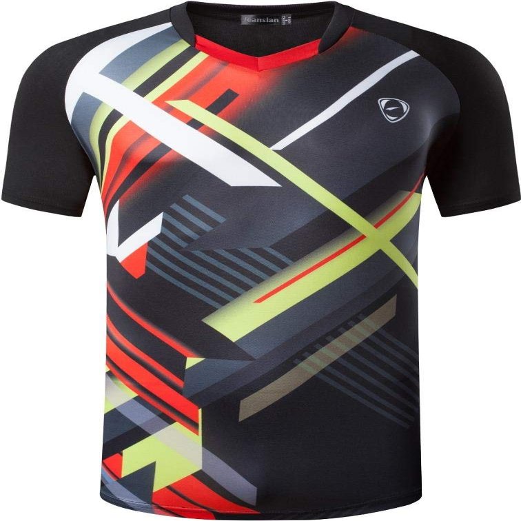 jeansian Boy's Quick Dry Short Sleeves Athletic Tennis T-Shirts Tees LBS726 Black XL