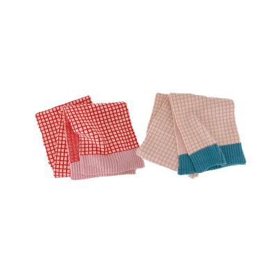 Cntqiang Winter Scarfs for Kids Knitted Plaid Scarves Thicken Warm Children Shawl Neckerchief 2Pcs (B)