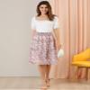 Allegra K Women's Floral Skirts Spring Smocked Elastic Waist A-Line Below Knee Length Ruffle Tiered Skirt Medium Pink view 3