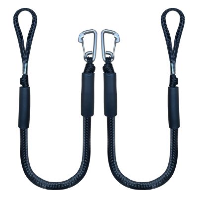 4 Feet Bungee Dock Line Mooring Rope 2-Pack for Docking with Stainless Steel Clip Accessories for Boats PWC, Built in Snubber, Kayak, Watercraft,SeaDoo,Jet Ski, Pontoon, Canoe, Power Boat