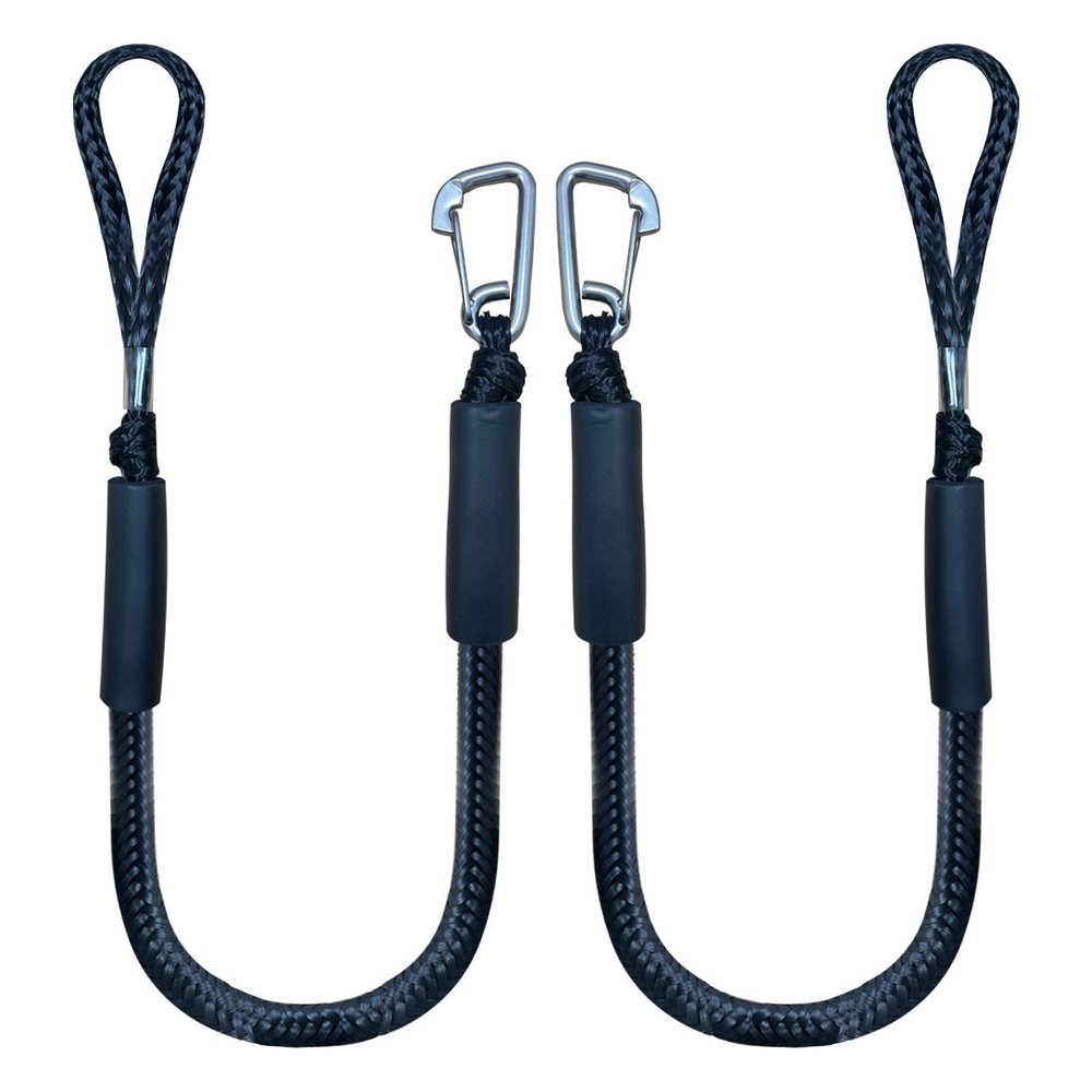 4 Feet Bungee Dock Line Mooring Rope 2-Pack for Docking with Stainless Steel Clip Accessories for Boats PWC, Built in Snubber, Kayak, Watercraft,SeaDoo,Jet Ski, Pontoon, Canoe, Power Boat