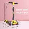 LOL-FUN Scooter for Kids Ages 3-5 Years Old Boy Girl with 3 Wheels, Extra-Wide Children Foldable Kick Scooter Kids Ages 6-12 Toddler with 4 Adjustable Height and Lean-to-Steer - Austin Yellow view 4
