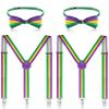 Syhood 4 Pcs Mardi Gras Suspenders and Bowtie Set Adjustable Elastic Y Back Suspender Shoulder Straps Mardi Gras Costume for Men view 1