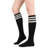 American Trends Knee High Black Long Socks Athletic Running Skating Striped Retro Socks 1 Pack Black White view 1